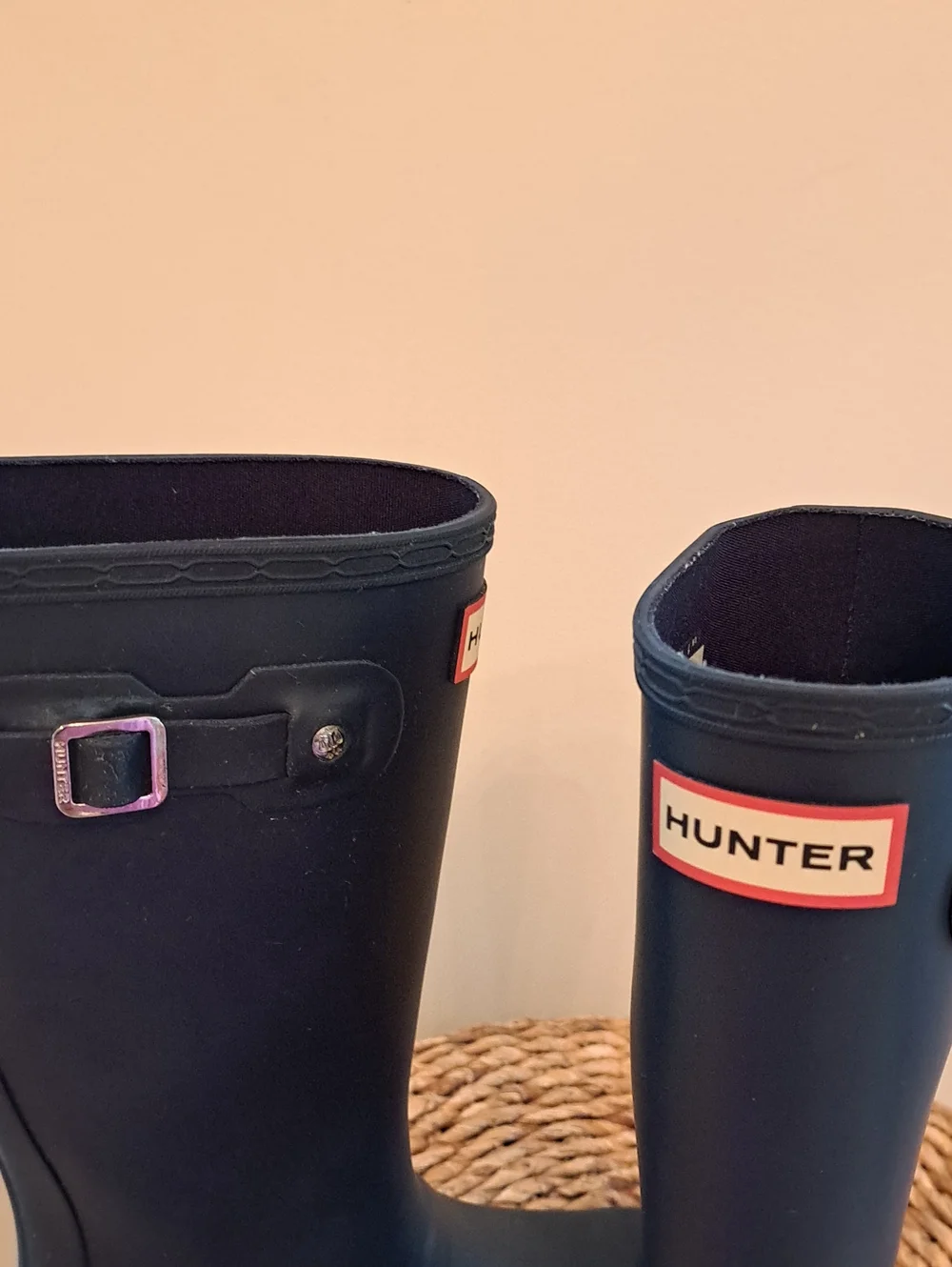 Hunter Youth Unisex Wellie Rain/Outdoor Tall Preppy Navy Rubber Boots G3/B2